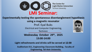 LMI Seminar - Prof. Eyal Buks